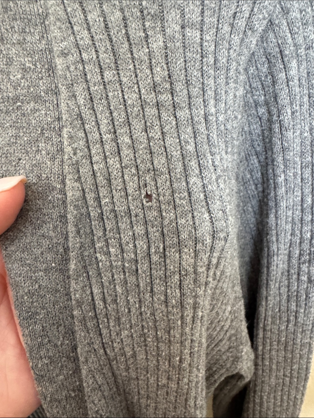 Lightweight Gray Ribbed Open-Front Women's Cardigan - Picture 3 of 3